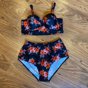 Floral High Waist Swim Suit